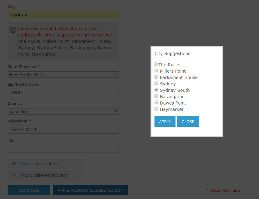 Frontend Address Validation