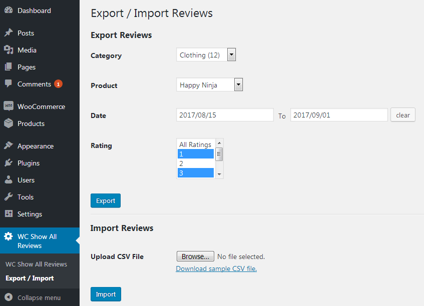 Export/Import Reviews