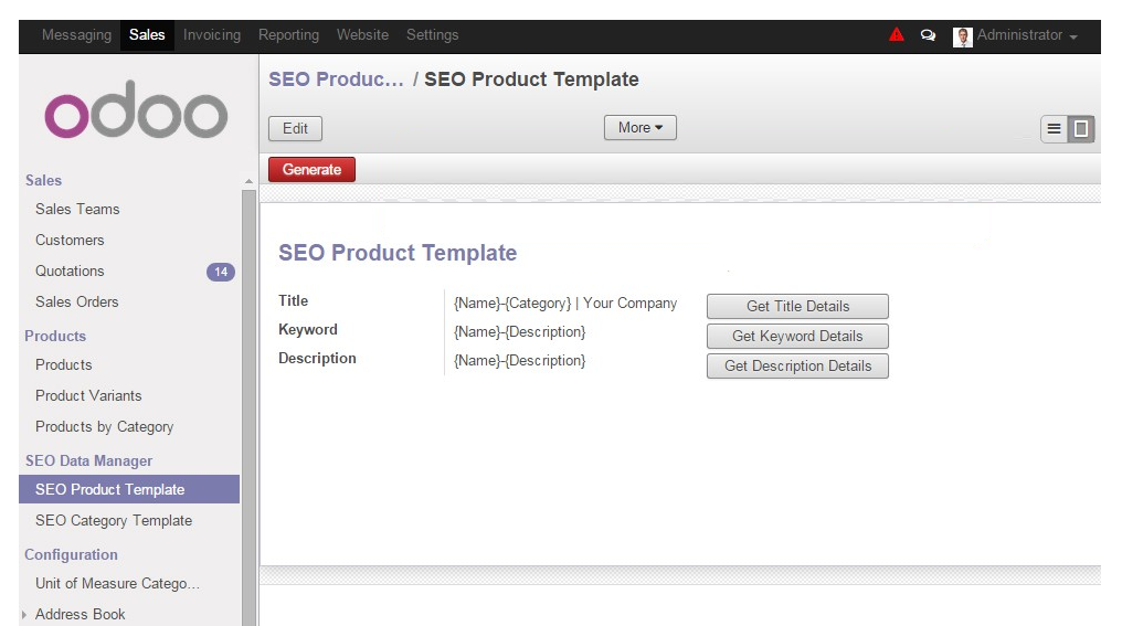 Define SEO Product and Category Template